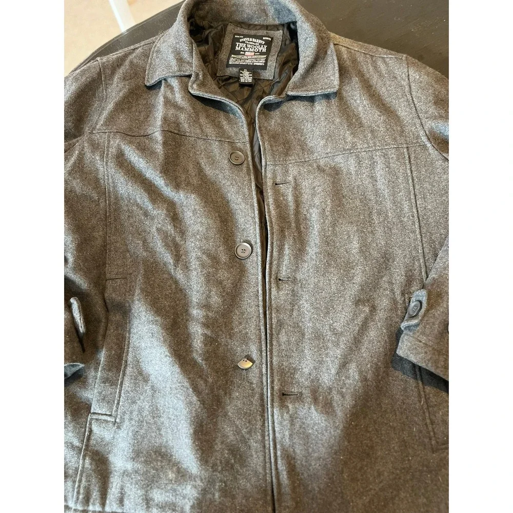 Steve Barrys The Woolly Mammoth Mens XL Gray Wool Blend Button Front Coat‎